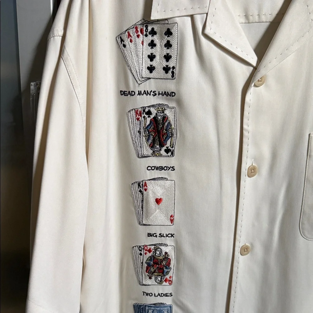 Nat Nast Men's Ivory Card Embroidered Shirt - Picture 3 of 5